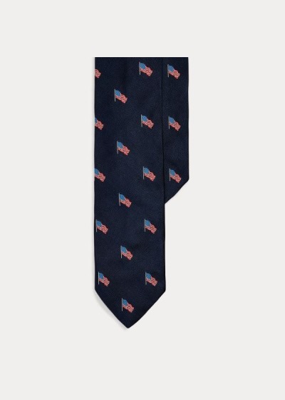 Men's Polo Ralph Lauren American Flag Silk Narrow Ties | 829316UOQ